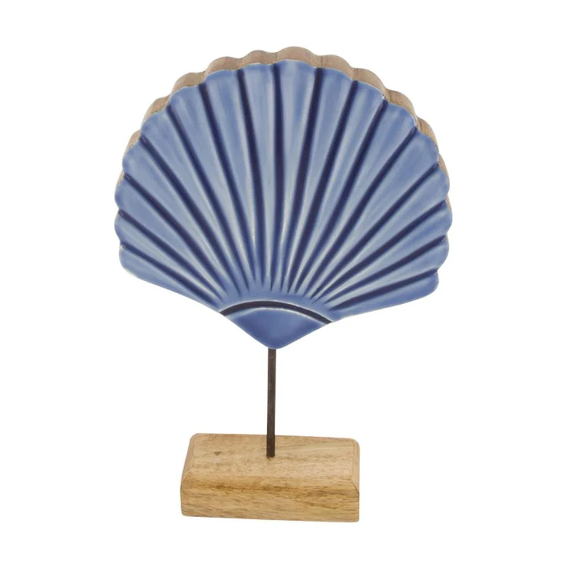 Muschel aus Mangoholz 14x5x19cm Blau