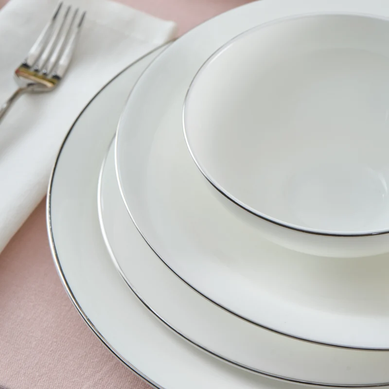 Karaca Fine Pearl Extra Argento 55-Teiliges Tafelservice Für 12 Personen, Platin