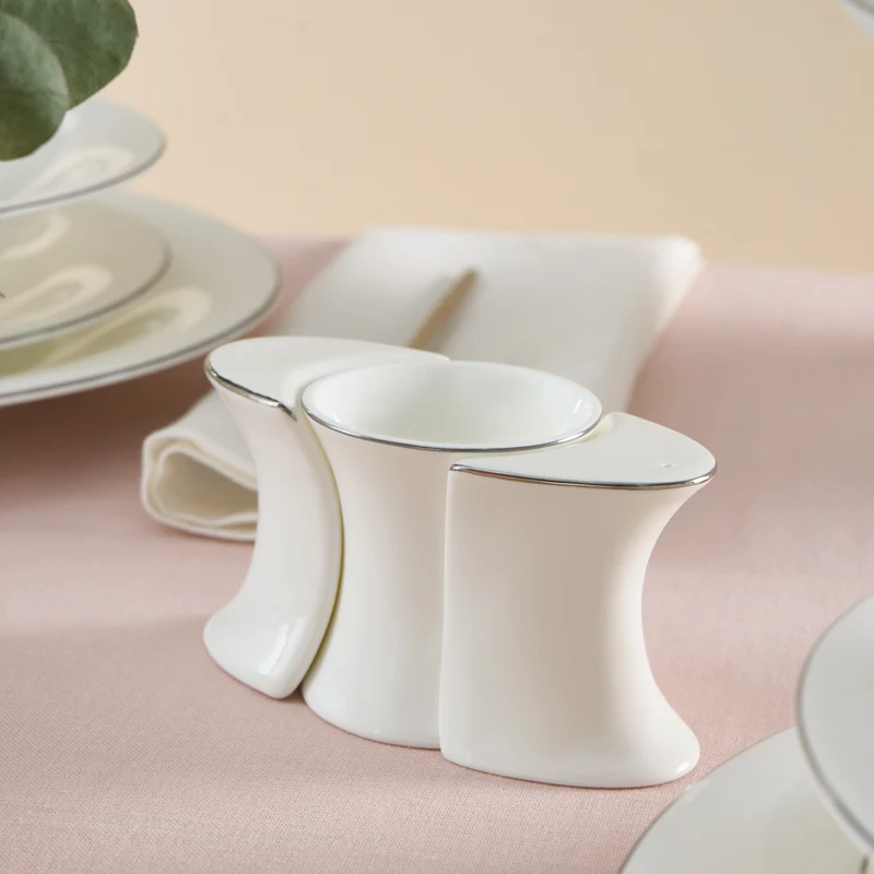 Karaca Fine Pearl Extra Argento 55-Teiliges Tafelservice Für 12 Personen, Platin