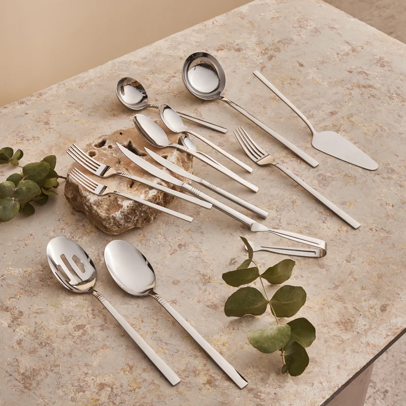 Karaca Nil Elegance Besteckset für 12 Personen, 91 Teilig , Silber
