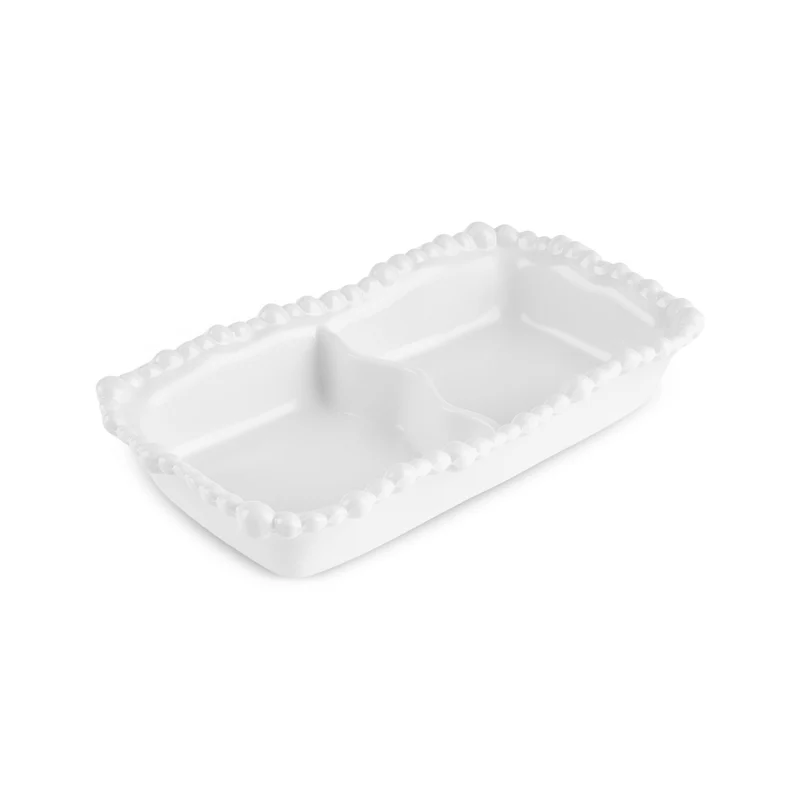 Karaca Perla Melamin-Keksdose mit Unterteilungen, rechteckig, 23 cm, weiß Produktgröße: 23 cm