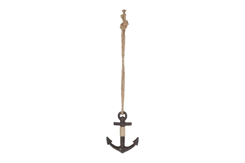 Wanddekoration "Anker" auf Seil braun Gusseisen 12x2x15,5cm