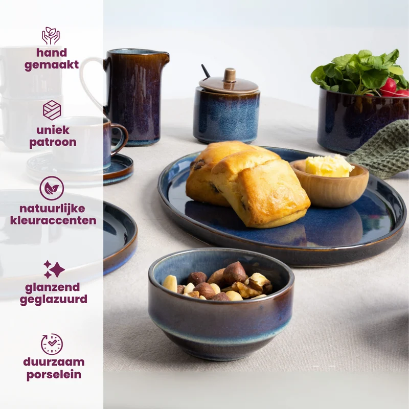 Cosy & Trendy Frühstücksteller / Dessertteller - Quintana Blue ø 22 cm - 4 Stück