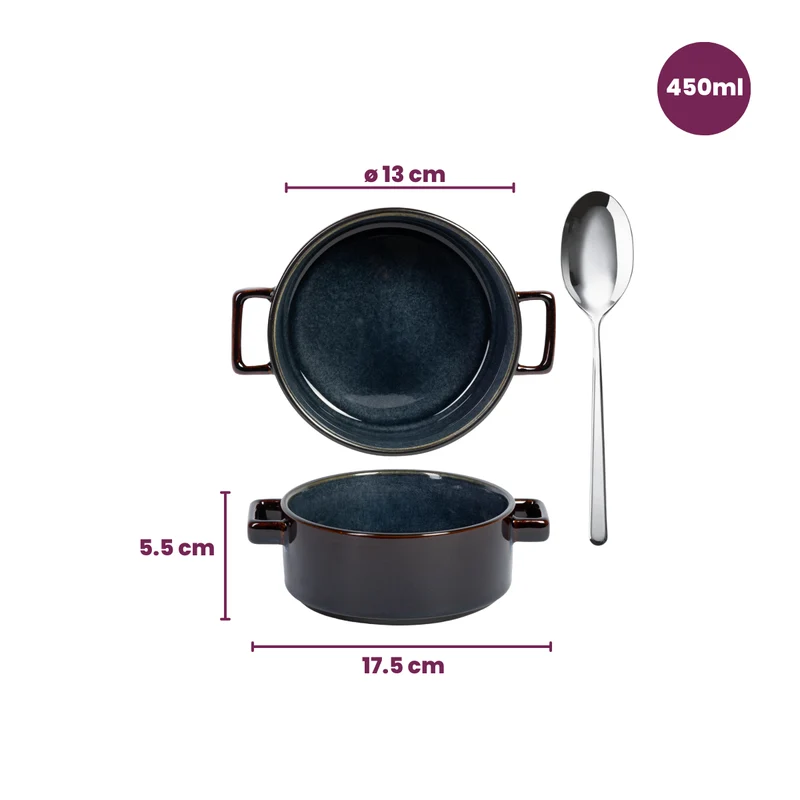 Cosy & Trendy Suppenschalen / Schalen - Quintana Blau ø 13 cm / 450 ml - 4 Stück