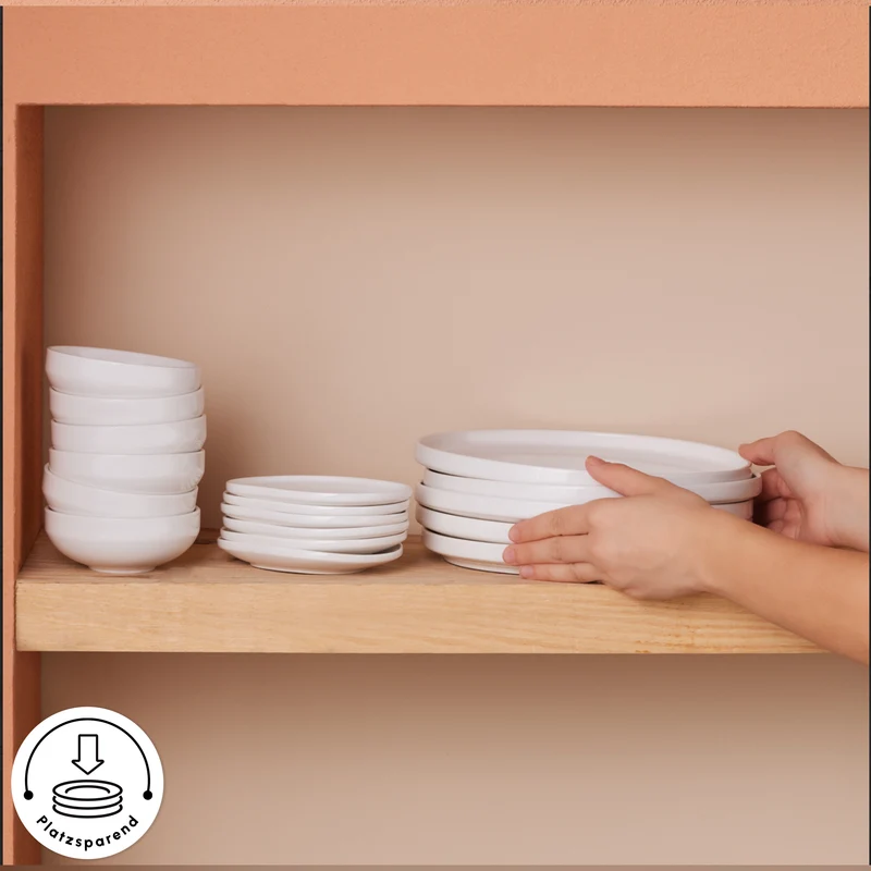 Karaca Stream Bone Meridian 34-teiliges Frühstücksset für 6 Personen – Weiß