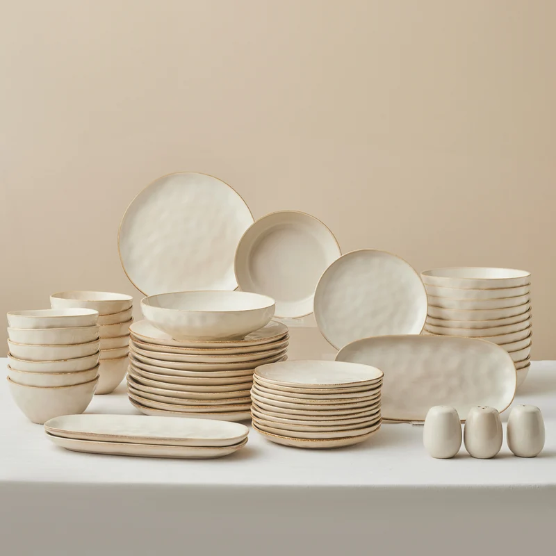 Karaca Earth Collection Aria 55-teiliges Tafelservice für 12 Personen Beige