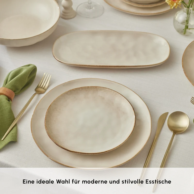 Karaca Earth Collection Aria 55-teiliges Tafelservice für 12 Personen Beige