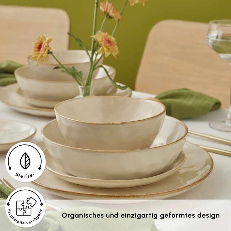Karaca Earth Collection Aria 55-teiliges Tafelservice für 12 Personen Beige