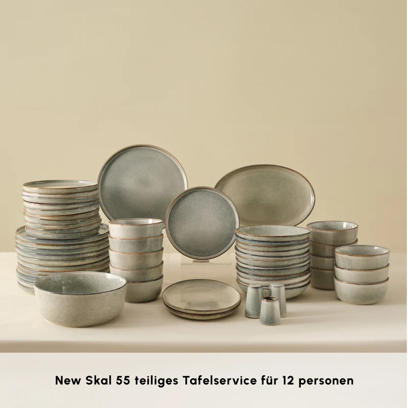 Karaca Earth Collection Skal 55-teiliges Tafelservice für 12 Personen
