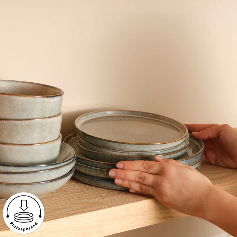 Karaca Earth Collection Skal 55-teiliges Tafelservice für 12 Personen