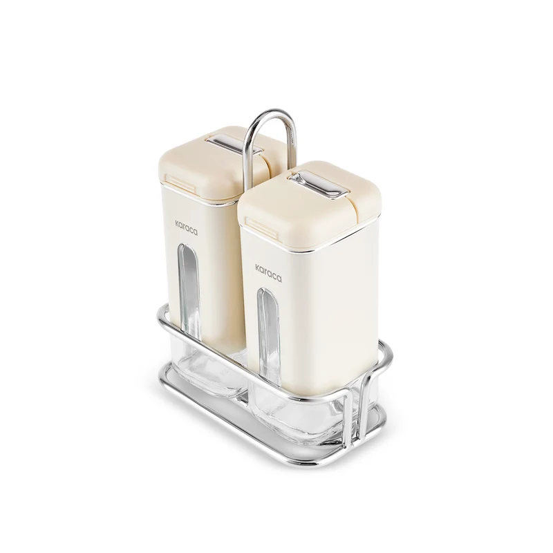 Karaca Luminous, 3-teiliger Salz- und Pfefferstreuer, Creme