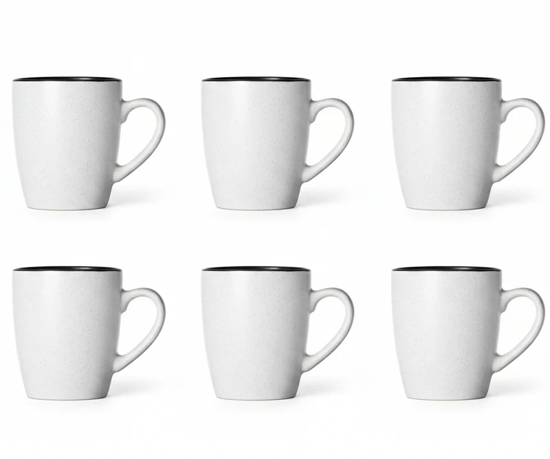 Cosy & Trendy Tassen Speckle Weiß 350 ml - 6 Stück