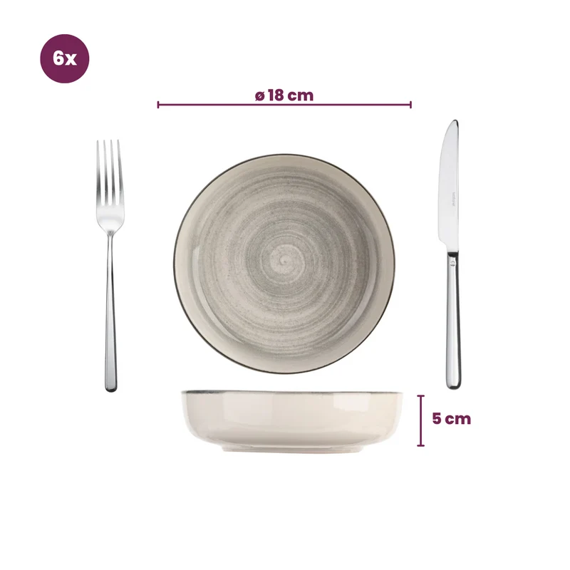 Cosy & Trendy Tiefe Teller Baltic Grey ø 18 cm - 6 Stück
