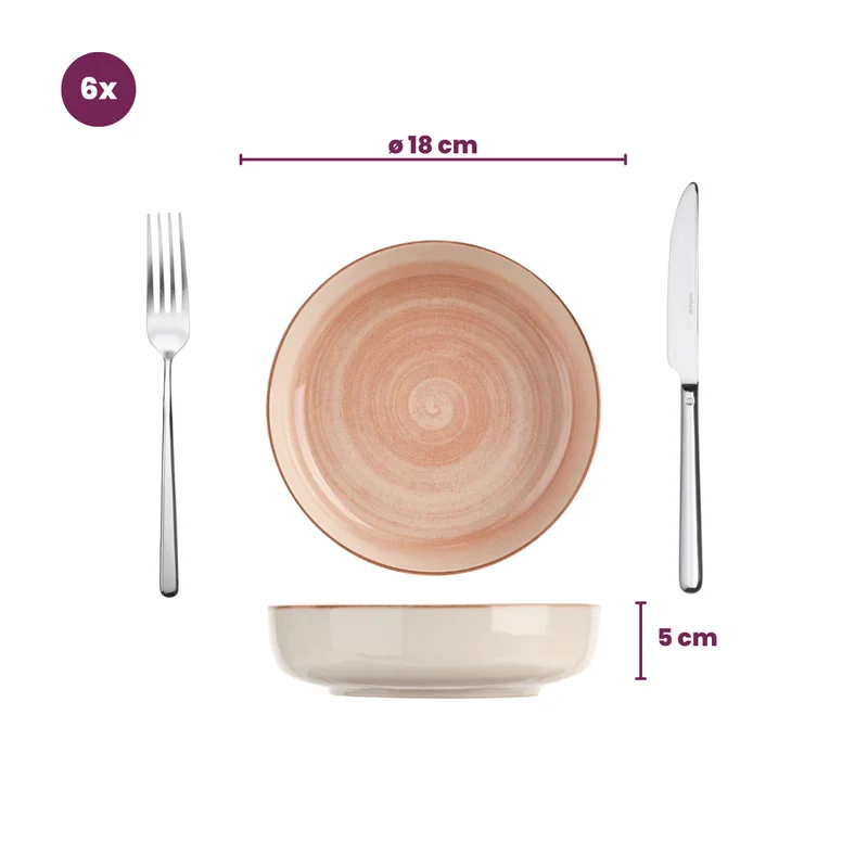 Cosy & Trendy Tiefe Teller Baltic Peach ø 18 cm - 6 Stück