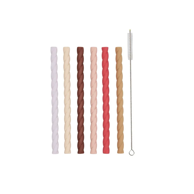 Mellow Silikon-Strohhalme - 6er-Pack- Cherry Red/Vanilla