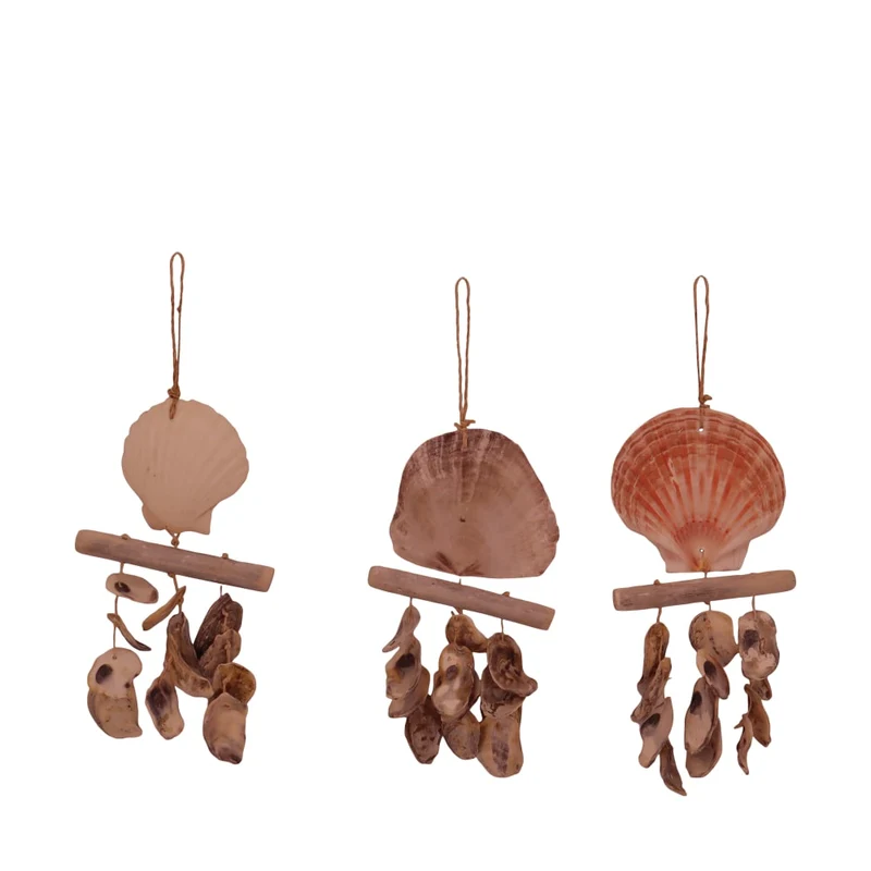 Anhänger Natur mit Muscheln 12x2x22cm 3 Stück sortiert Natural