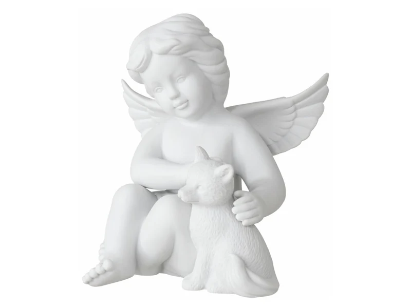 Rosenthal Engel groß Weiss matt Engel mit Fuchs 15cm
