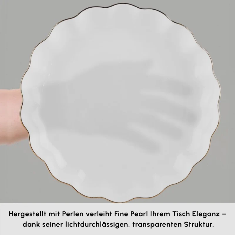 Karaca Fine Pearl Extra Shell 55-teiliges 12-Personen Geschirrset Gold