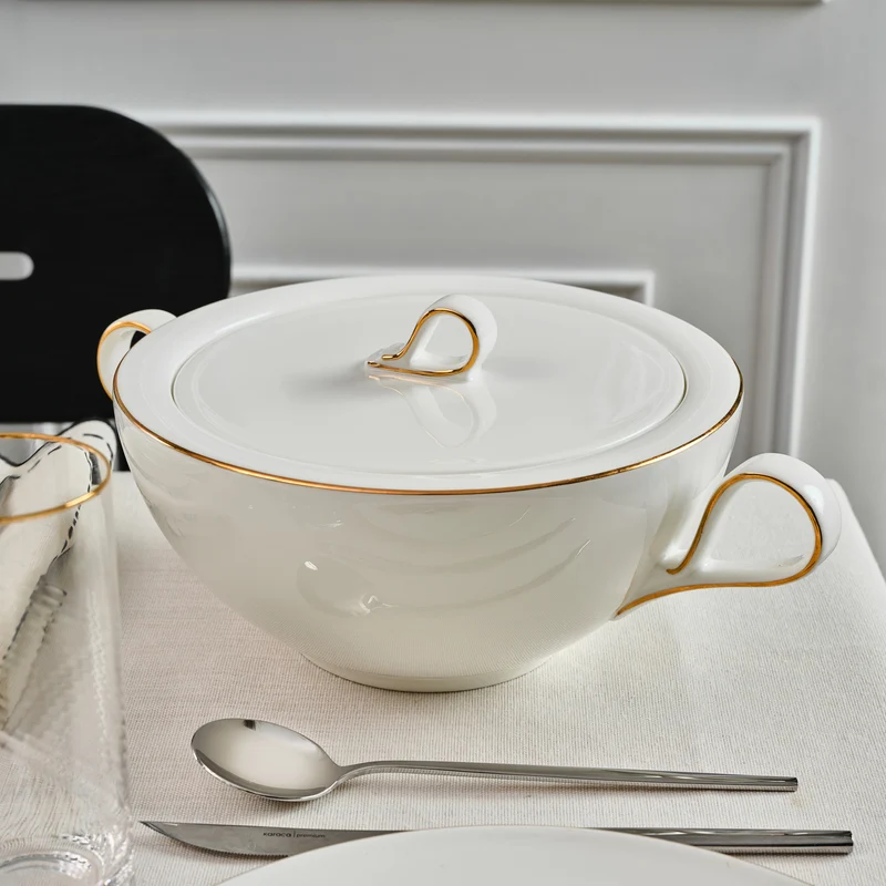 Karaca Fine Pearl Extra Chanak 55-teiliges Tafelservice für 12 Personen, Gold