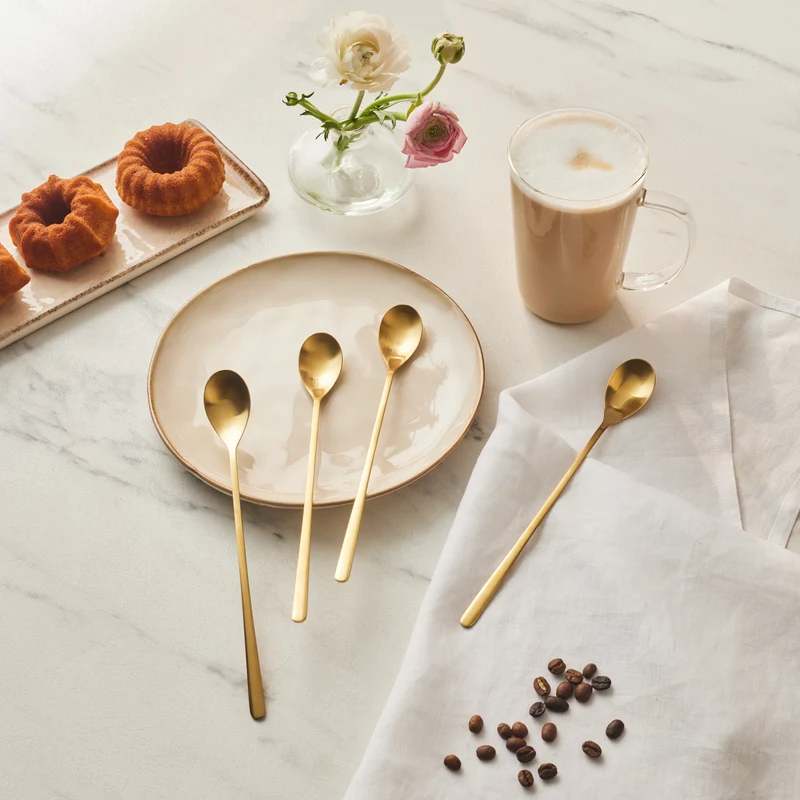 Karaca Boreas Gold 4-teiliges Latte-Löffel-Set in Box