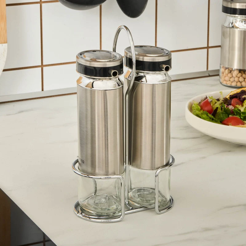 Karaca Stellum, 3-teiliges Öl- und Essigflaschen-Set, Inox