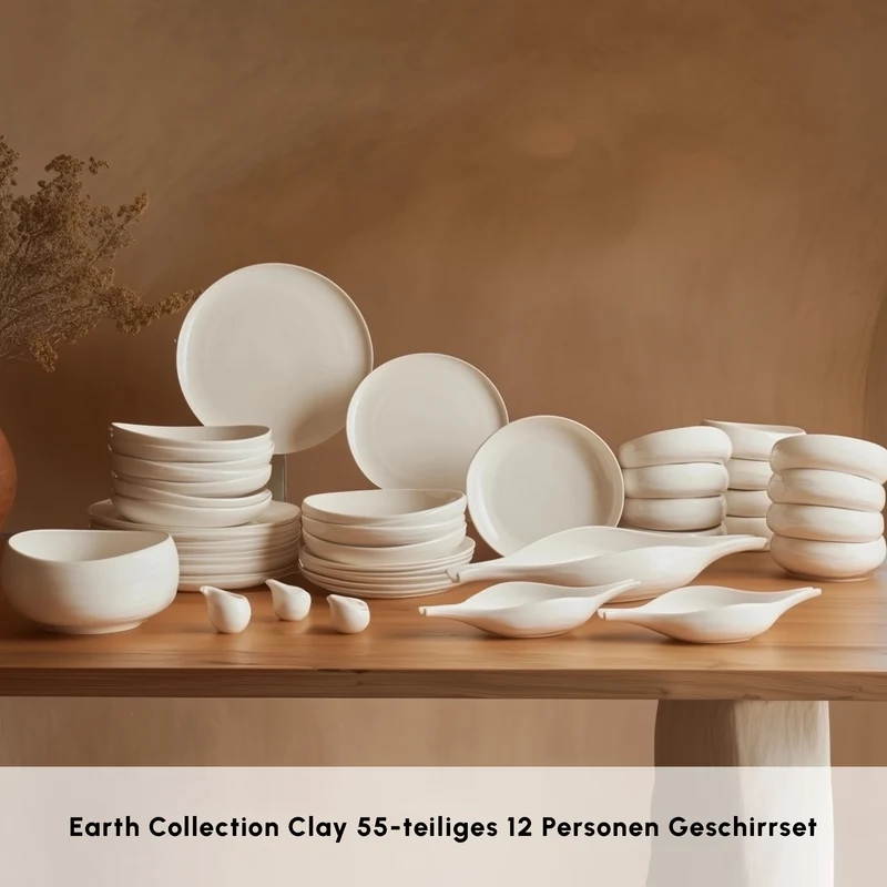 Karaca Earth Collection Clay 55-teiliges 12 Personen Geschirrset