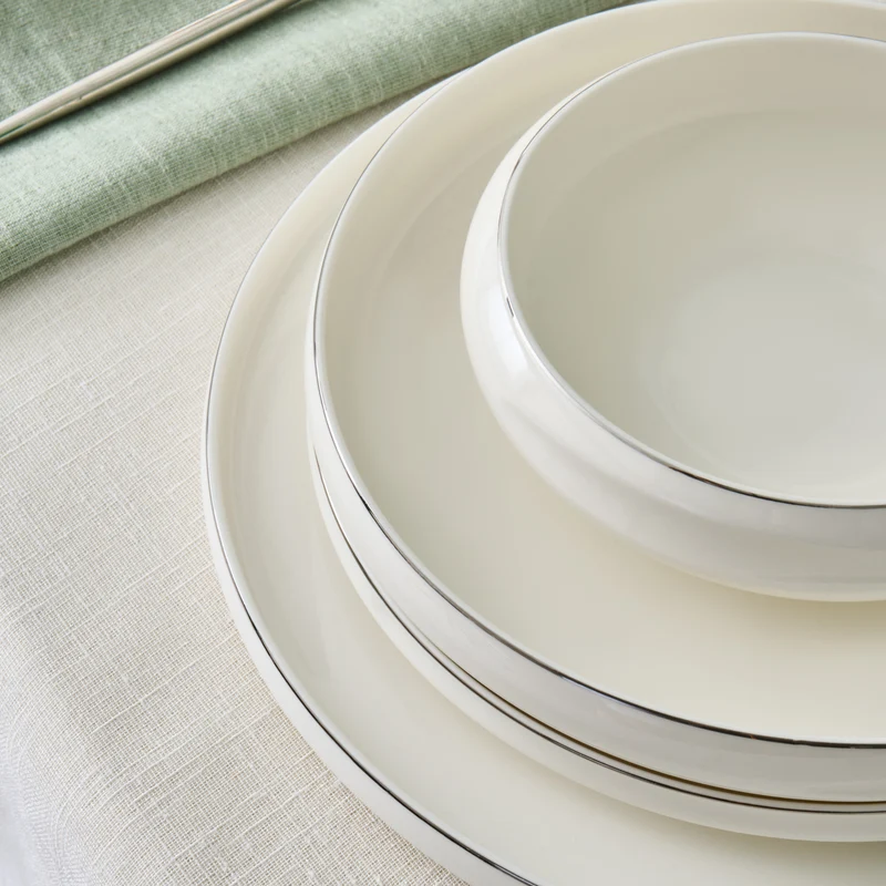 Karaca Stream Bone Sunset Platin, 53-teiliges 12-Personen-Geschirrset