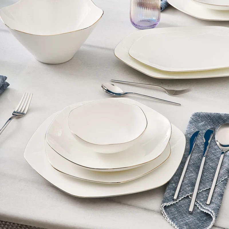 Karaca Fine Pearl Extra Hexagon, 61-teiliges 12-Personen-Geschirrset
