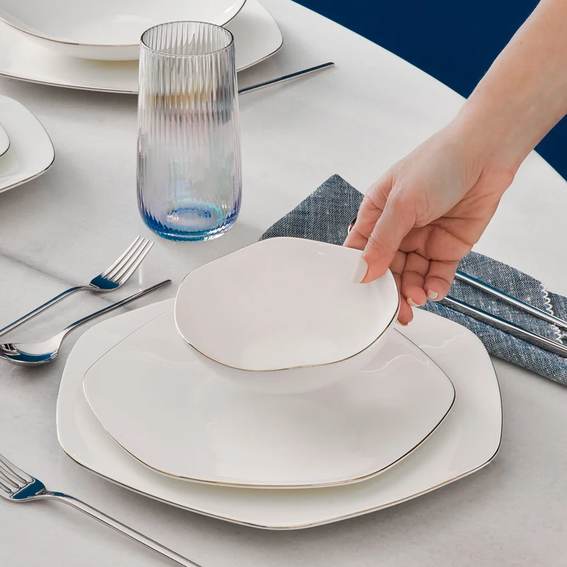 Karaca Fine Pearl Extra Hexagon, 61-teiliges 12-Personen-Geschirrset