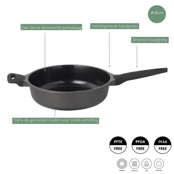Sola Bratpfanne / Sauteuse mit Deckel Ceramic Deluxe ø 28 cm - keramische Antihaftbeschichtung