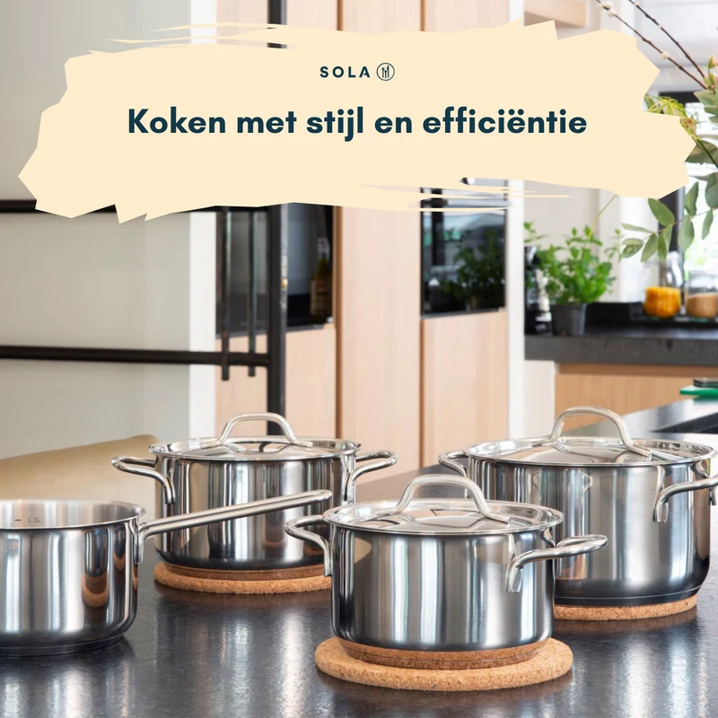 Sola Topfset Mirage - Edelstahl - Kochtopf ø 16, 18, 20 cm & Stielkasserolle ø 16 cm - Induktionsgeeignet - 4-teilig
