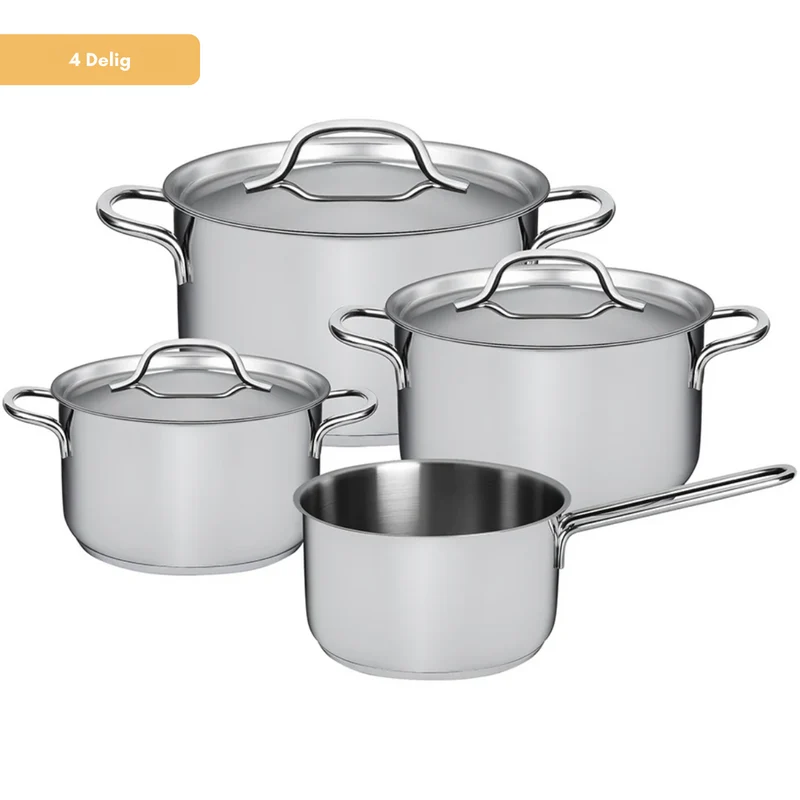 Sola Topfset Mirage - Edelstahl - Kochtopf ø 16, 18, 20 cm & Stielkasserolle ø 16 cm - Induktionsgeeignet - 4-teilig