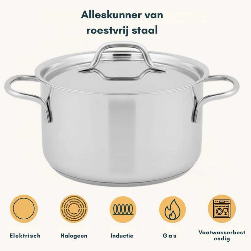 Sola Topfset Mirage - Edelstahl - Kochtopf ø 16, 18, 20 cm & Stielkasserolle ø 16 cm - Induktionsgeeignet - 4-teilig