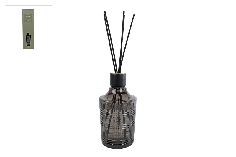 Diffusor-Set „Aroma Art“ Eukalyptusrose, 800 ml, altgrünes Glas, 23 x 23 x 39 cm