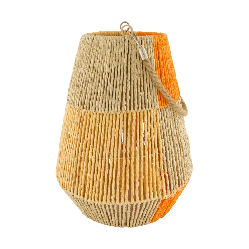 Laternenpapierseil mit Glas 28x28x36cm Orange/Gelb