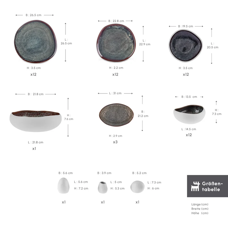 Karaca Earth Collection Galactic 55-teiliges Tafelservice für 12 Personen – Weiß