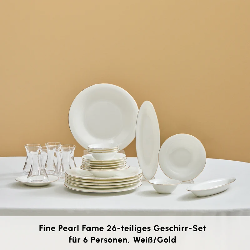 Karaca Fine Pearl New Fame Frühstücksset für 6 Personen, 26-teilig – Gold