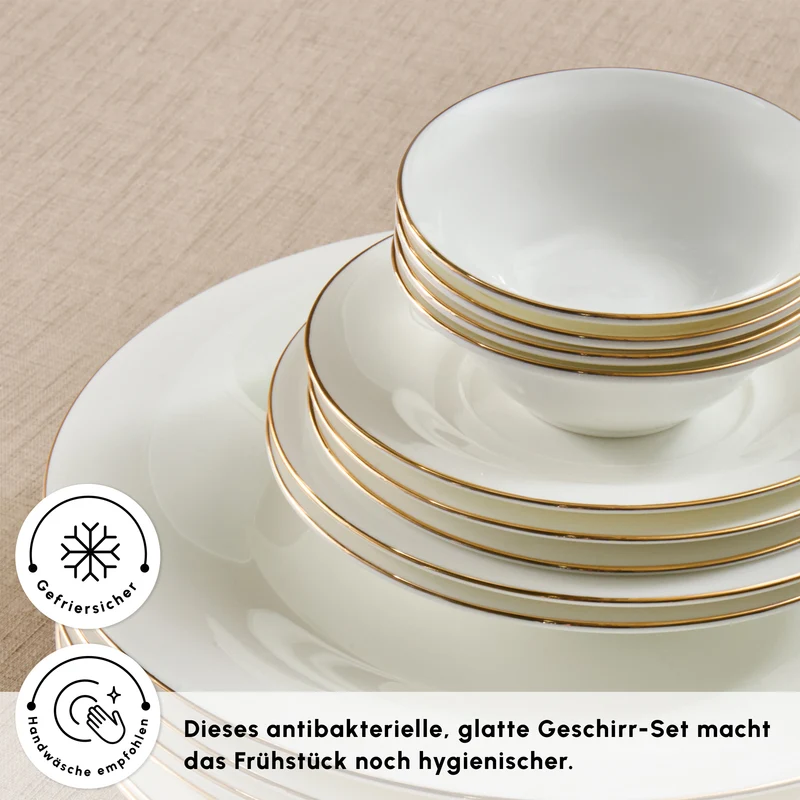 Karaca Fine Pearl New Fame Frühstücksset für 6 Personen, 26-teilig – Gold
