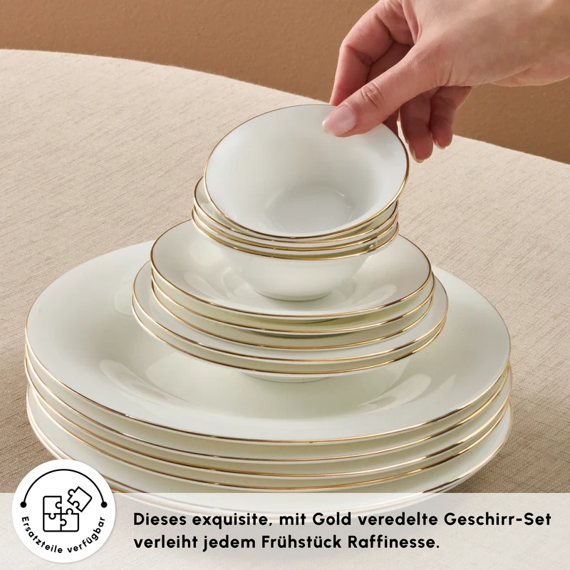 Karaca Fine Pearl New Fame Frühstücksset für 6 Personen, 26-teilig – Gold