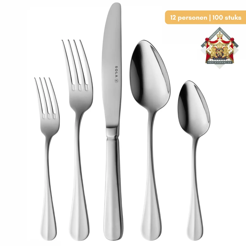 Sola Besteckset Hollands Glatt - 18/10 Edelstahl - 100-teilig / 12 Personen