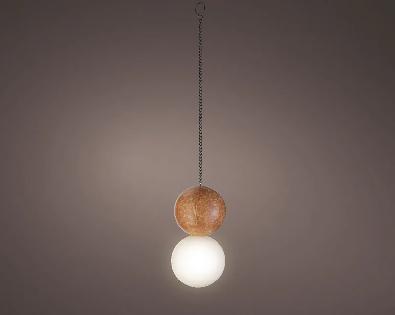 Solar-Hängelampe Polyresin bernstein/weiß H20 D10cm