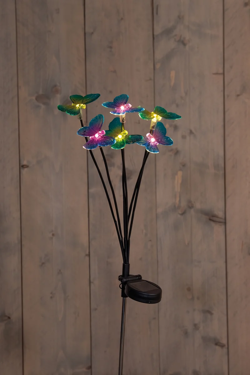 Gartenstecker Solar 6 Schmetterlinge LED 7x69cm warmweiß