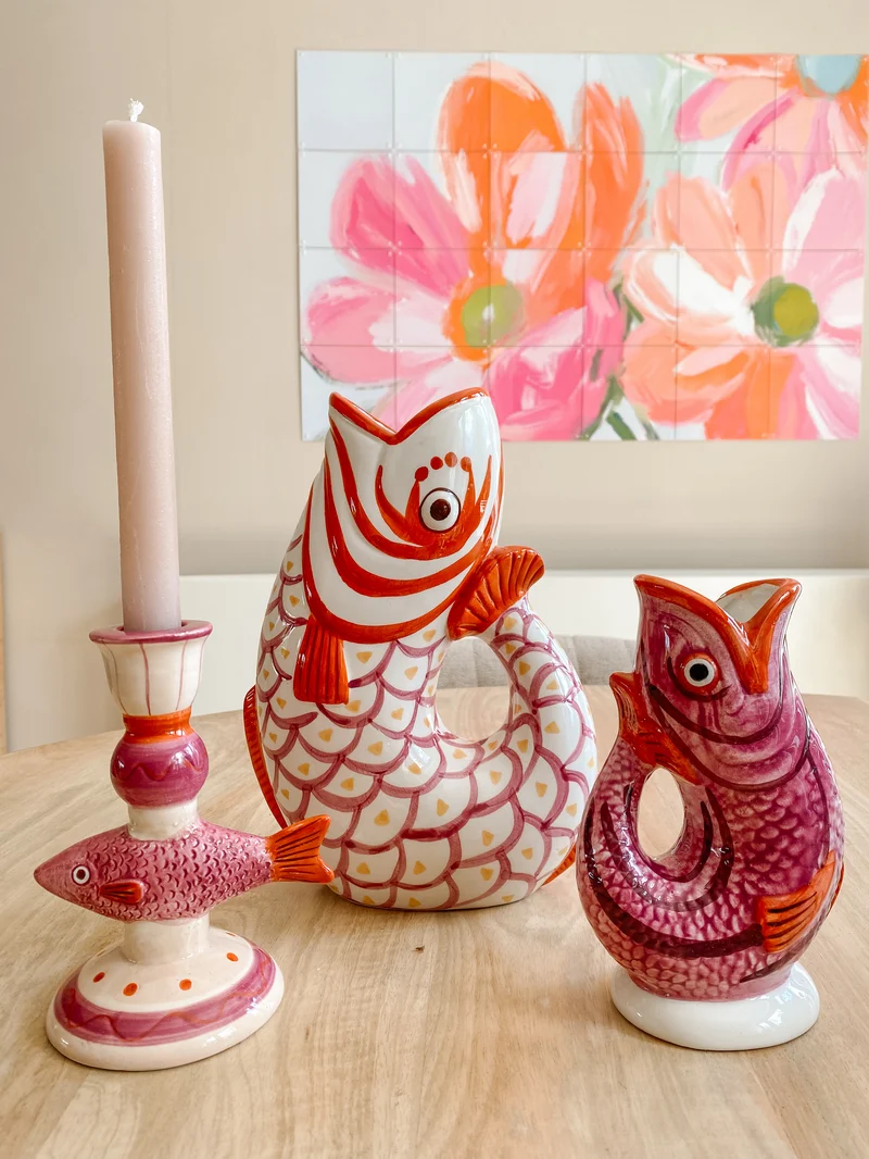 Vase Fisch Dolomit Lila 11x7x17cm
