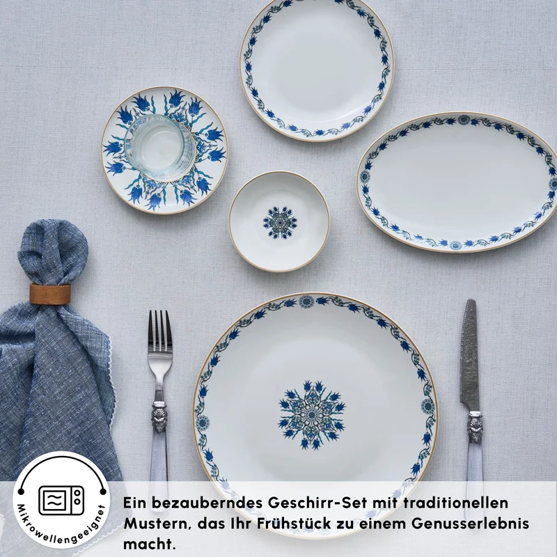 Karaca Bone China İznik 26-teiliges Servierset für 6 Personen, Mehrfarbig