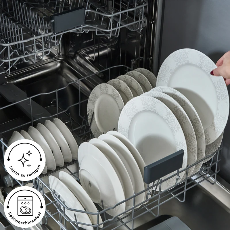 Karaca Forever Bone China New Olio 53-teiliges Tafelservice für 12 Personen, Weiß