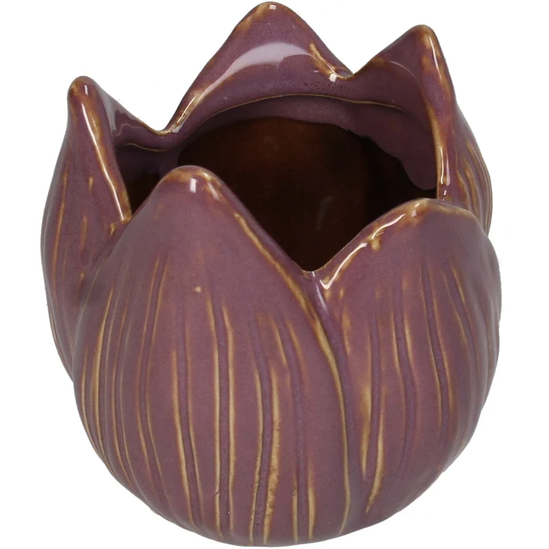 Vase Steingut Lila 9x8,5x9cm