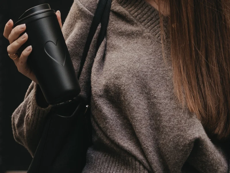 Eulenschnitt To-Go Becher Herz schwarz 0,54l