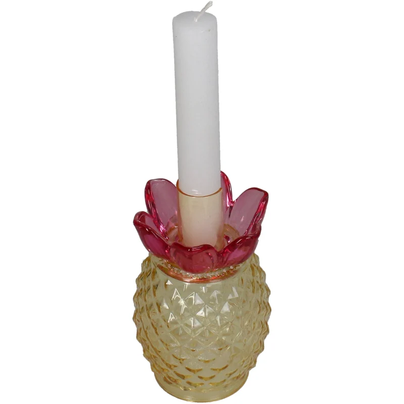 Kerzenhalter Ananas Glas mehrfarbig 7.5x7.5x13.5cm Gelb
