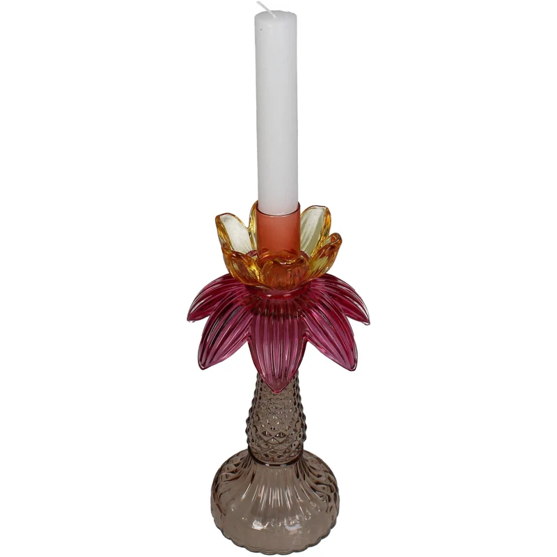 Kerzenständer Blume Glas mehrfarbig 11,5x11,5x22,5cm