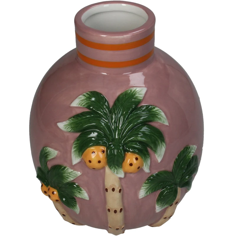 Vase Palm Tree Dolomit Rosa 14x13x16cm